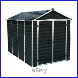 Plastic Shed 10x6 Outdoor Garden Storage Tool Store Grey Apex Roof 10ft 6ft