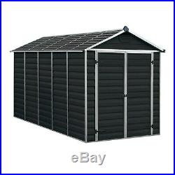 Plastic Shed 12x6 Outdoor Garden Storage Tool Store Grey Apex Roof 12ft 6ft