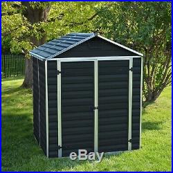Plastic Shed 5x6 Outdoor Garden Storage Tool Store Grey Apex Roof 5ft 6ft