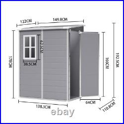 Plastic Shed 6x4.5 5x4 5x3FT Outdoor Garden Tool Storage House with Door&Window