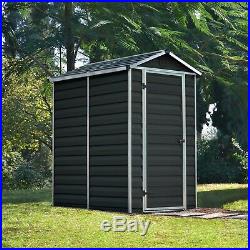 Plastic Shed 6x4 Outdoor Garden Storage Tool Store Grey Apex Roof 6ft 4ft