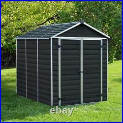Plastic Shed 8x6 Outdoor Garden Storage Tool Store Grey Apex Roof 8ft 6ft