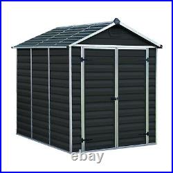 Plastic Shed 8x6 Outdoor Garden Storage Tool Store Grey Apex Roof 8ft 6ft