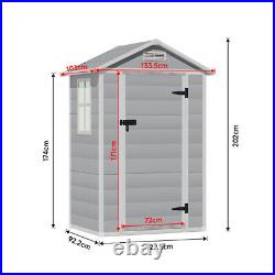 Plastic Shed for Tools and Bikes Outdoor Garden Storage Shed Apex Roof, Grey