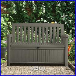 Plastic Storage Box Garden Bench Grey Waterproof Outdoor Patio Seat