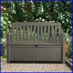 Plastic Taupe Garden Storage Bench Box Fixings Included Assembly Required Wooden