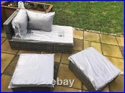 Rattan Garden Furniture Lounger Set. Grey