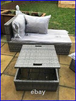 Rattan Garden Furniture Lounger Set. Grey