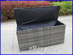 Rattan Plastic Grey Garden Wicker Storage Box Cushions Waterproof Chest Brown