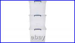 Really Useful 3 x 83L Nesting Box Stackable Clip-On Secure Lid Clear
