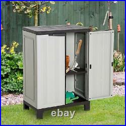 Robust Outdoor Storage Cabinet Shed Plastic Garden Garage Tool Double Door Unit