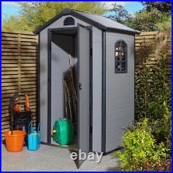Rowlinson Airevale 4x3 Light Grey Apex Shed Plastic Garden Storage Lockable