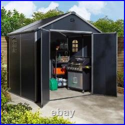 Rowlinson Airevale 8x6 Dark Grey Apex Shed Plastic Garden Storage Lockable