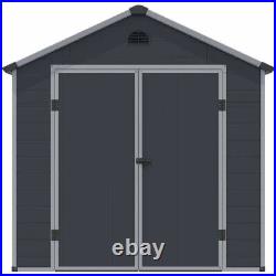 Rowlinson Airevale 8x6 Dark Grey Apex Shed Plastic Garden Storage Lockable