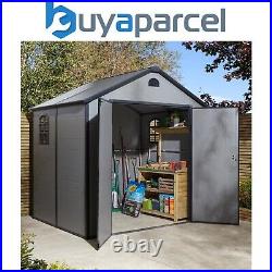 Rowlinson Airevale 8x6 Light Grey Apex Shed Plastic Garden Storage Lockable