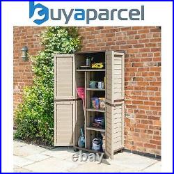 Rowlinson Plastic Utility Store Cabinet Cupboard Lockable Garden Storage Mocha