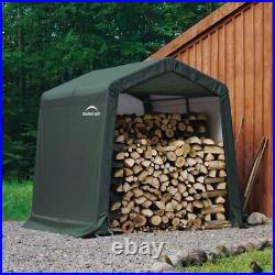 Rowlinson Shelterlogic 8x8 Garden Storage Shed In A Box Peak Style Green