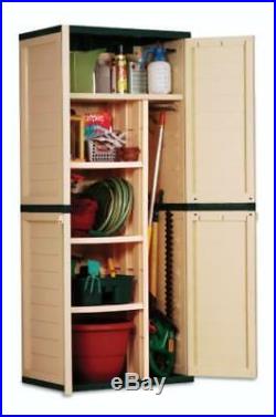Starplast Plastic Garden Storage Utility Cabinet Broom Storage & 4 Shelves Gr