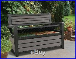 Storage Box Garden Bench Plastic Grey Waterproof Lockable Outdoor Box Patio