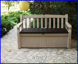 Stylish Plastic Outdoor patio Garden Bench Seat Storage Box Furniture, lockable