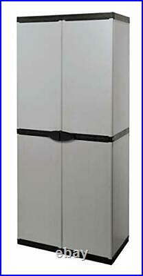 Tall 2 Door Resin Storage Cabinet Cupboard with Shelves (Indoor/Outdoor) Grey