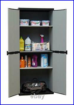 Tall 2 Door Resin Storage Cabinet Cupboard with Shelves (Indoor/Outdoor) Grey