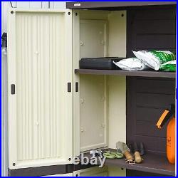 Tall Garden Storage Cupboard Large Outdoor Utility Cabinet Waterproof Plastic