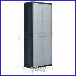 Tall Outdoor Plastic Storage Utility Cabinet Garden Shed Grey Cupboard Lockable
