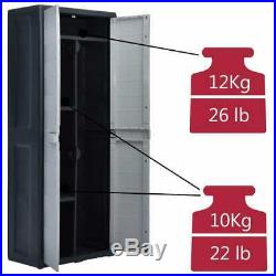 Tall Outdoor Plastic Storage Utility Cabinet Garden Shed Grey Cupboard Lockable