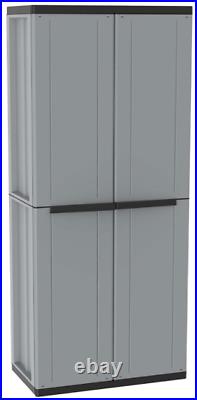 Tall Plastic Cupboard Storage Outdoor Garden 3 Shelves Utility Cabinet Box