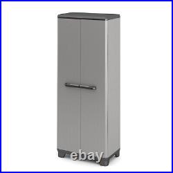 Tall Plastic Cupboard Storage Outdoor Garden Shelves Utility Box Grey