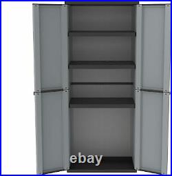Tall Plastic Cupboard Storage Outdoor Garden Shelves Utility Cabinet Box Garage