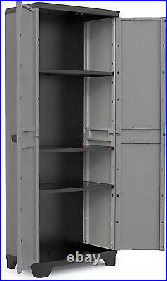 Tall Plastic Cupboard Storage Outdoor Garden Shelves Utility Cabinet Box NEW