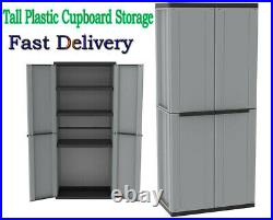 Tall Plastic Cupboard Storage Outdoor Garden Shelves Utility Cabinet Box UK