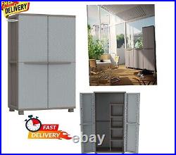Tall Plastic Shed Outdoor Garden Tool Storage Unit Cupboard Lockable Terry