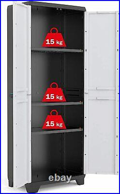 Tall Plastic Shed Outdoor Garden Tool Storage Unit Cupboard Lockable Waterproof