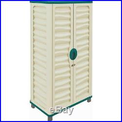 Utility Cabinet Outdoor Garden Plastic Storage Unit Garage Tool Box Beige/Green