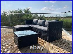 Victoria Rattan Garden Furniture Corner Sofa Lounge Set In/Outdoor Extra Wide