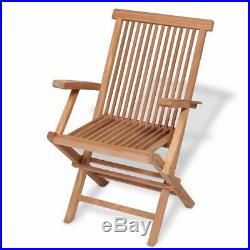 VidaXL 2x Solid Teak Wood Folding Garden Chairs Outdoor Patio Furniture Seat
