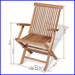 VidaXL 2x Solid Teak Wood Folding Garden Chairs Outdoor Patio Furniture Seat