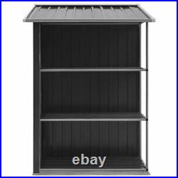 VidaXL Garden Shed with Rack Anthracite Iron Outdoor Storage House Building