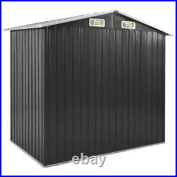 VidaXL Garden Shed with Rack Anthracite Iron Outdoor Storage House Building