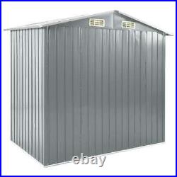 VidaXL Garden Shed with Rack Grey Iron Outdoor Storage House Tool Building