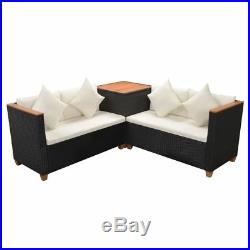 VidaXL Garden Sofa Set 14 Piece Poly Rattan WPC Top Black Outdoor Furniture