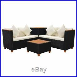VidaXL Garden Sofa Set 14 Piece Poly Rattan WPC Top Black Outdoor Furniture