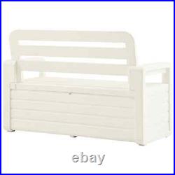 VidaXL Garden Storage Bench Plastic White Outdoor Cushion Deck Box Organiser