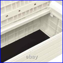 VidaXL Garden Storage Bench Plastic White Outdoor Cushion Deck Box Organiser