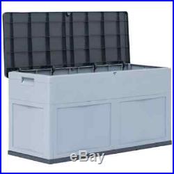 VidaXL Garden Storage Box 320L Grey and Black Outdoor Cabinet Chest Organiser