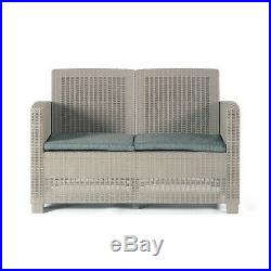 Vienna Rattan Garden Lounge Set with Storage Table & Seat Cushions Outdoor Patio