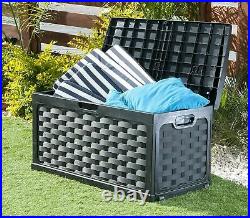 Waterproof Garden Storage Box Bench Rattan Wicker Effect XL Size